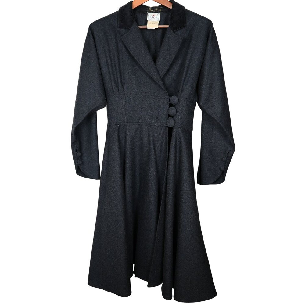 100% Wool Trench Coat Made in Italy by Florence Bi-Bi in Gray Size 44